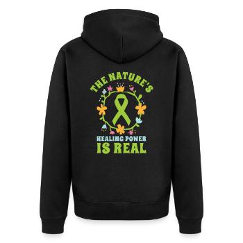 Mental Health Nature Environment Health Awareness - Unisex Premium Organic Zip Hoodie - black - Back - Nico (187cm)