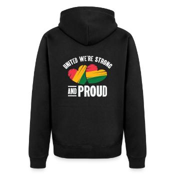 Schwarze Geschichte Juneteenth Solidarität - Unisex Premium Bio Zip Hoodie - Schwarz - Hinten - Nico (187cm)