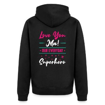 Fête des mères Super Mama Super-héroïne Mamie Héroïne - Veste à capuche bio Premium Unisexe - noir - Dos - Nico (187cm)