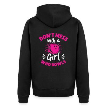 Bowling Femmes Bowler Ball Strike - Veste à capuche bio Premium Unisexe - noir - Dos - Nico (187cm)