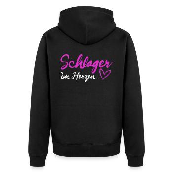 Schlager im Herzen Schlagermusik - Unisex Premium Bio Zip Hoodie - Schwarz - Hinten - Nico (187cm)