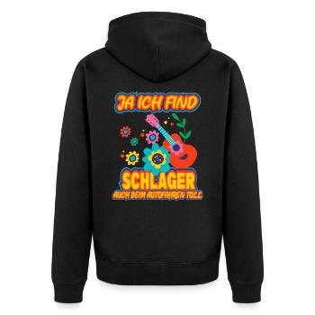Ja ich find Schlager auch beim Auto fahren toll - Unisex Premium Bio Zip Hoodie - Schwarz - Hinten - Nico (187cm)