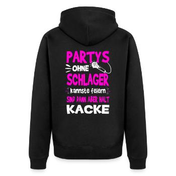 Partys ohne Schlager kannste feiern Schlagermusik - Unisex Premium Bio Zip Hoodie - Schwarz - Hinten - Nico (187cm)