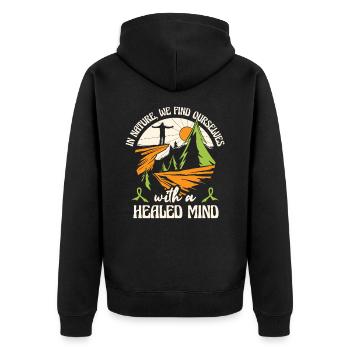 Psychische Gesundheit Natur Umwelt - Unisex Premium Bio Zip Hoodie - Schwarz - Hinten - Nico (187cm)