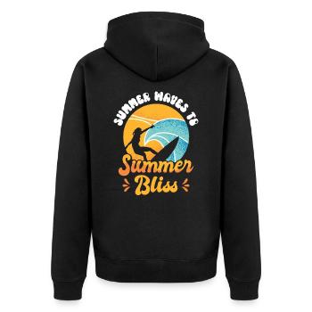 Surf Tropical Surfen Sommer Surfbrett Sport - Unisex Premium Bio Zip Hoodie - Schwarz - Hinten - Nico (187cm)
