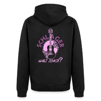 Schlager was sonst Schlagermusik Schlagerparty - Unisex Premium Bio Zip Hoodie - Schwarz - Hinten - Nico (187cm)