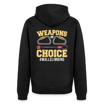 Climber Weapons Of Choice Wall Climbing - Unisex Premium Organic Zip Hoodie - black - Back - Nico (187cm)