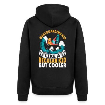 Wakeboarding Kid Like A Regular Kid But Cooler - Unisex Premium Organic Zip Hoodie - black - Back - Nico (187cm)
