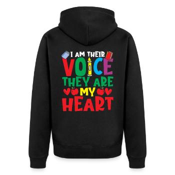 SPED Teacher I Am Their Voice Special Education - Unisex Premium Organic Zip Hoodie - black - Back - Nico (187cm)