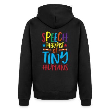 Speech Therapist Of Tiny Humans Speech Pathology - Unisex Premium Organic Zip Hoodie - black - Back - Nico (187cm)