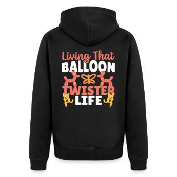 La vie d’un artiste de ballons Balloon Twisters - Veste à capuche bio Premium Unisexe - noir - Dos - Nico (187cm)