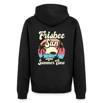 Frisbee Tropical Summer Vacation Flying Disc Sport - Unisex Premium Organic Zip Hoodie - black - Back - Nico (187cm)