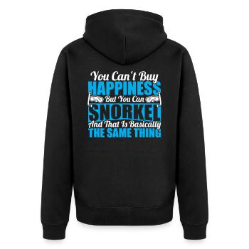 Glück kann man nicht kaufen, aber Schnorcheln - Unisex Premium Bio Zip Hoodie - Schwarz - Hinten - Nico (187cm)