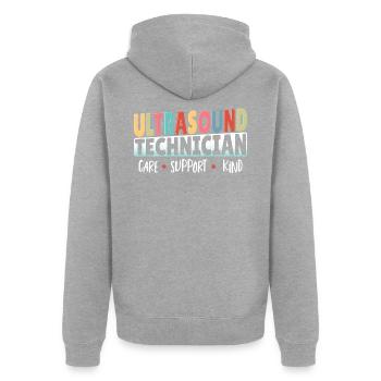 Ultraschalltechniker Pflege Unterstützung Kind - Unisex Premium Bio Zip Hoodie - Grau meliert - Hinten - Nico (187cm)