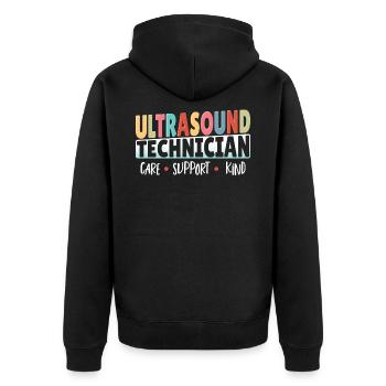 Ultraschalltechniker Pflege Unterstützung Kind - Unisex Premium Bio Zip Hoodie - Schwarz - Hinten - Nico (187cm)
