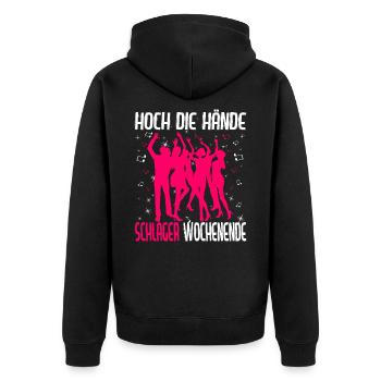 Hoch die Hände Schlager Wochenende - Unisex Premium Bio Zip Hoodie - Schwarz - Hinten - Nico (187cm)