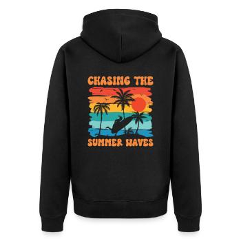 Surf Tropical Surfen Sommer Surfbrett Sport - Unisex Premium Bio Zip Hoodie - Schwarz - Hinten - Nico (187cm)