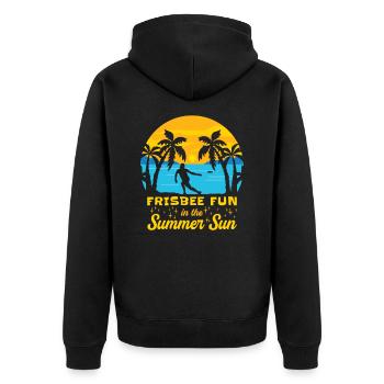 Frisbee Tropical Summer Vacation Flying Disc Sport - Unisex Premium Organic Zip Hoodie - black - Back - Nico (187cm)