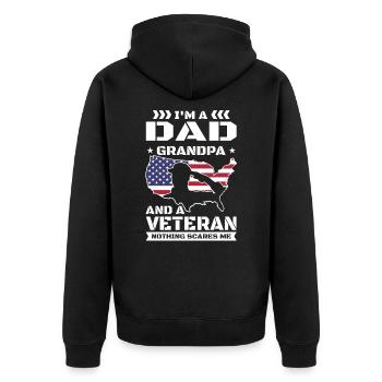 Veteran US American Veterans Dad Grandpa Nichts - Unisex Premium Bio Zip Hoodie - Schwarz - Hinten - Nico (187cm)