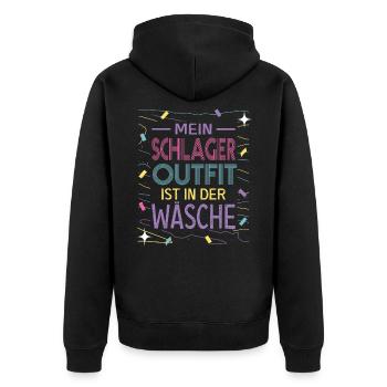 Mein Schlager Outfit ist in der Wäsche - Unisex Premium Bio Zip Hoodie - Schwarz - Hinten - Nico (187cm)