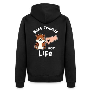 Hamster Best Friends for Life Cavy Rodent Pet - Unisex Premium Organic Zip Hoodie - black - Back - Nico (187cm)