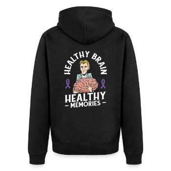 Alzheimer's Awareness Brain Doctors Health - Unisex Premium Organic Zip Hoodie - black - Back - Nico (187cm)