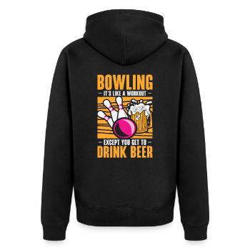 Bowling Women Bowler Strike - Unisex Premium Organic Zip Hoodie - black - Back - Nico (187cm)