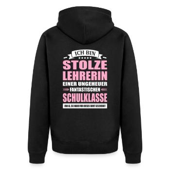Stolze Lehrerin Schulklasse Abschied Grundschule - Unisex Premium Bio Zip Hoodie - Schwarz - Hinten - Nico (187cm)