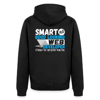 Programmierer Kluger und gut aussehender - Unisex Premium Bio Zip Hoodie - Schwarz - Hinten - Nico (187cm)