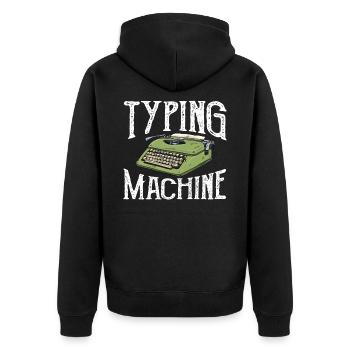 Autor Schreibmaschine Schreibmaschine - Unisex Premium Bio Zip Hoodie - Schwarz - Hinten - Nico (187cm)
