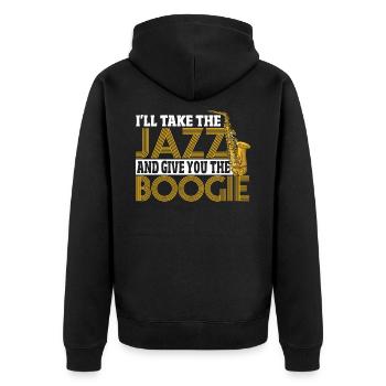 I'll Take The Jazz And Give You The Boogie Jazz - Unisex Premium Organic Zip Hoodie - black - Back - Nico (187cm)