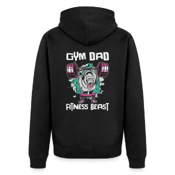 Fitness Fathers Day Gym Workout Training Coach - Unisex Premium Organic Zip Hoodie - black - Back - Nico (187cm)