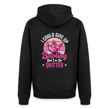 Bowling Frauen Bowler Kugel Strike - Unisex Premium Bio Zip Hoodie - Schwarz - Hinten - Nico (187cm)