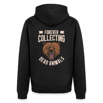 Tierpräparator Taxidermie Montage Füllung - Unisex Premium Bio Zip Hoodie - Schwarz - Hinten - Nico (187cm)