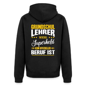 Grundschullehrer Superheld Kein Offizieller Beruf - Unisex Premium Bio Zip Hoodie - Schwarz - Hinten - Nico (187cm)