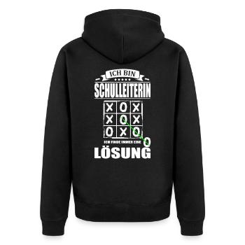 Schulleiterin Ich Finde Immer Eine Lösung - Unisex Premium Bio Zip Hoodie - Schwarz - Hinten - Nico (187cm)