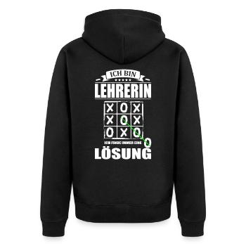 Ich Bin Lehrerin Ich Finde Immer Eine Lösung - Unisex Premium Bio Zip Hoodie - Schwarz - Hinten - Nico (187cm)