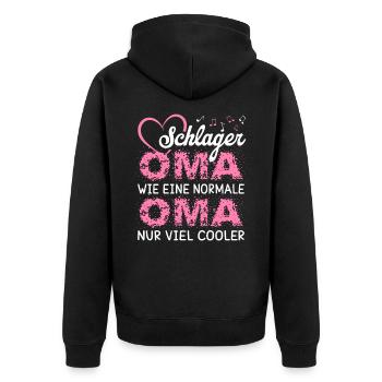 Schlager Oma wie eine normale Oma nur cooler - Unisex Premium Bio Zip Hoodie - Schwarz - Hinten - Nico (187cm)