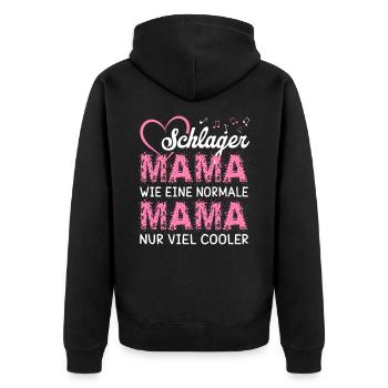 Schlager Mama wie eine normale Mama nur cooler - Unisex Premium Bio Zip Hoodie - Schwarz - Hinten - Nico (187cm)