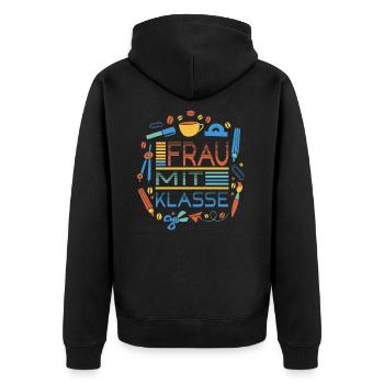 Lehrerin Frau Mit Klasse Grundschule Grundschule - Unisex Premium Bio Zip Hoodie - Schwarz - Hinten - Nico (187cm)