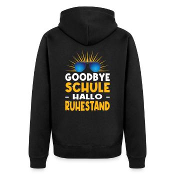 Goodbye Schule Hallo Ruhestand Lehrer Abschied - Unisex Premium Bio Zip Hoodie - Schwarz - Hinten - Nico (187cm)