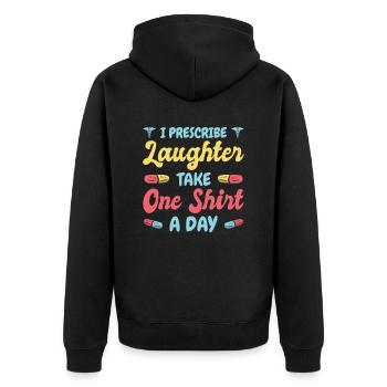 Pharmazietechniker Pharmazietechniker CPHT - Unisex Premium Bio Zip Hoodie - Schwarz - Hinten - Nico (187cm)