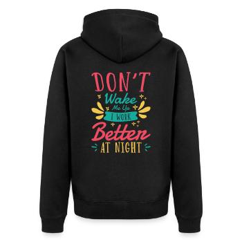 Night Shift Worker Graveyard Duty - Unisex Premium Organic Zip Hoodie - black - Back - Nico (187cm)