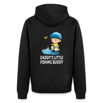 Papas Kleiner Angel Kumpel Süßer Angler Junge - Unisex Premium Bio Zip Hoodie - Schwarz - Hinten - Nico (187cm)