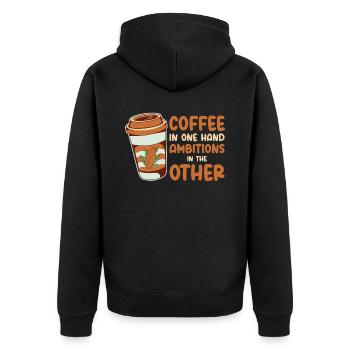 Ambition Goal Coffee Lovers Motivational Quotes - Unisex Premium Organic Zip Hoodie - black - Back - Nico (187cm)