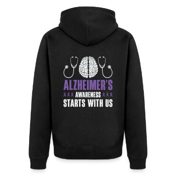 Alzheimer's Awareness Brain Doctors Health - Unisex Premium Organic Zip Hoodie - black - Back - Nico (187cm)