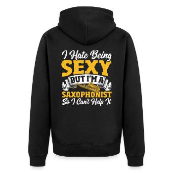 Saxophone Je déteste être sexy, mais je suis - Veste à capuche bio Premium Unisexe - noir - Dos - Nico (187cm)