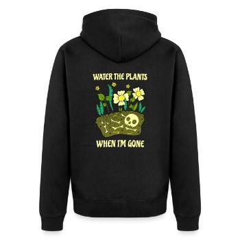 Gardener, plant lover, gardening, planting - Unisex Premium Organic Zip Hoodie - black - Back - Nico (187cm)