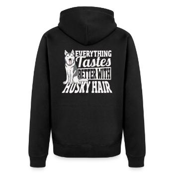 Siberian Husky Everything Tastes Better With - Unisex Premium Organic Zip Hoodie - black - Back - Nico (187cm)