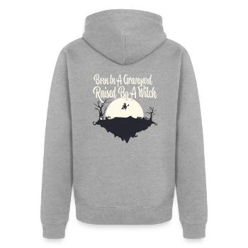 Halloween Witch Ghost Monster Horror Fans - Unisex Premium Organic Zip Hoodie - heather grey - Back - Nico (187cm)